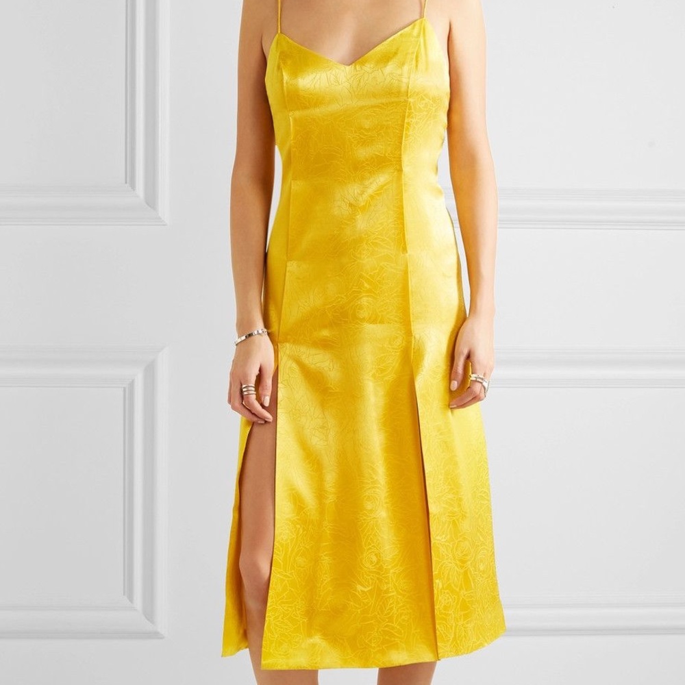 Topshop Unique Silky Jacquard Yellow Dress